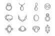 © Olha - Glass Jewelry Icons. Line style icons of glass jewelry: glass ring, glass pendant, glass earring, glass bracelet; glass necklace,