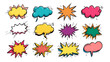 © Adrita - Collection of colorful flat design comic burst word speech bubbles and explosions for digital content creation transparent background