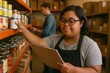 © Wojciech - Woman with Down syndrome working in warehouse checking inventory and holding clipboard