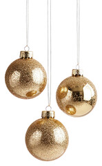 Wall Mural - png a four cute christmas glitter golden baubles hanging down round accessories decorations.