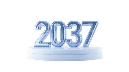 2037 Futuristic Year on Display Stand - 3D Render