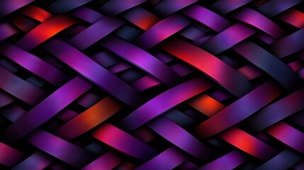 Wall Mural -   A diagonal weave pattern on a purple-red abstract background, and a red and purple striped black middle