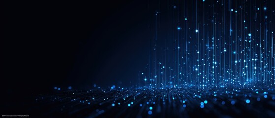 Abstract digital network background with light blue particles