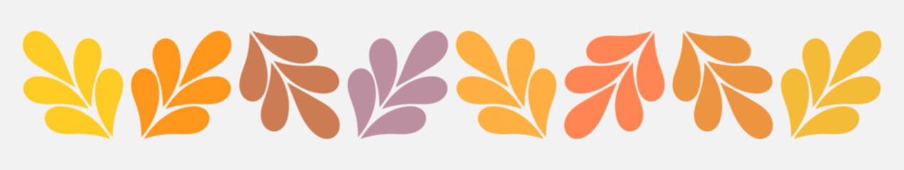 Wall Mural - autumn leaves border decoration ornament. fallen leaves simple design element divider. vector illust