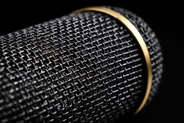 Close-up of a microphone's grid