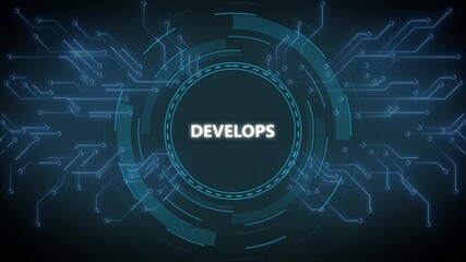 Futuristic digital devops concept featuring circuit board and technological connections
