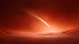 A comet streaks across the Martian sky, illuminating the barren landscape. As humanity prepares for colonization, plans for building habitats and growing plants are in progress on this remote planet