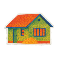 Wall Mural - PNG Colorful textured house illustration.