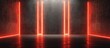 © krisna - Empty room with vibrant red neon lines on dark concrete walls and floor