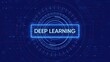 ©                  M.G - Deep learning concept with glowing neon text and futuristic HUD elements on a digital background artificial