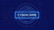 ©                  M.G - Glowing CYBERCRIME text displayed on a futuristic circular HUD against a dark blue digital background with data streams and code