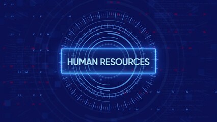 Human Resources Futuristic Digital Interface with Concentric Circles and Code business technology