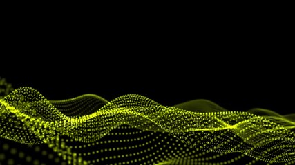 Abstract black background of points. Falling cyber particles. Big data stream. Wave of particles. Seamless loop. 3d rendering