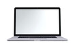 © wawan - Front view of a laptop computer with a blank white screen.  Silver/gray body
