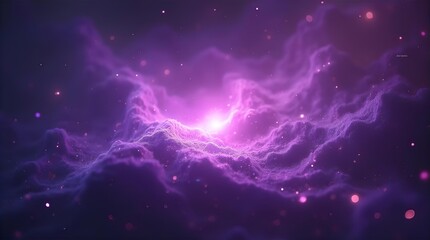 Wall Mural - Dynamic Purple Nebula with Glowing Core and Shimmering Stars. Cosmic Galaxy Background for Science, Technology, Innovation, and Web Design.