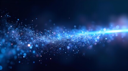 Wall Mural - Vibrant Blue Light Streak Abstract Background with Shimmering Bokeh Particles and Dynamic Energy Flow Futuristic Digital Art Wallpaper