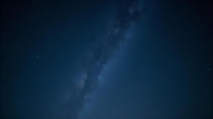 Wall Mural - Majestic Milky Way galaxy glowing brightly in a deep dark blue night sky, adorned with countless sparkling stars. Incredible astrophotography capturing the cosmos.
