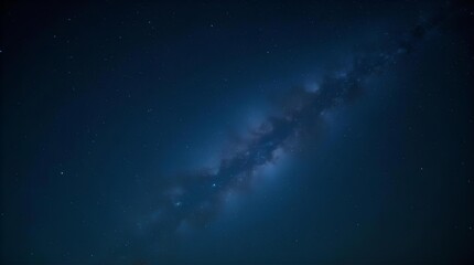 Wall Mural - Mesmerizing dark blue night sky astrophotography of the Milky Way galaxy, showcasing countless stars, cosmic dust lanes, and glowing nebulae.