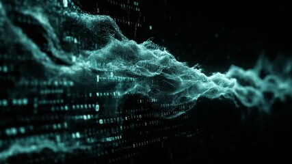 Abstract teal digital particle flow