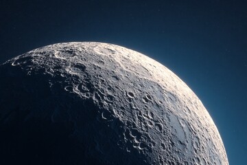 detailed moon image against a dark starry sky, showcasing lunar surface texture