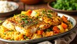 © ega - Delicious Pan-Seared Cod with Aromatic Rice and Vegetables