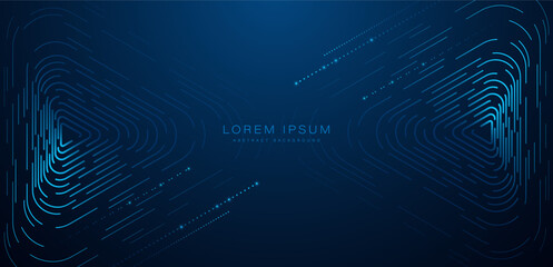 Wall Mural - Abstract blue glowing geometric lines on dark blue background. Modern futuristic graphic. Hi-tech digital technology concept. Vector illustration