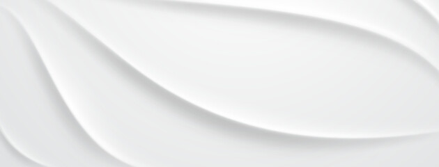 Wall Mural - White abstract background with curved shapes and soft shadows, creating a sense of depth and fluidity.
