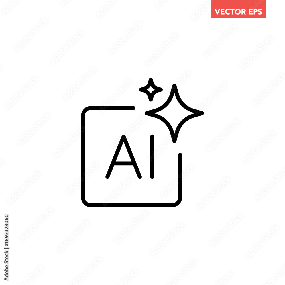Single Ai generated line icon, simple tools for generate from the text ...
