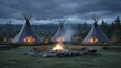 © lnsu - Teepee tents glowing at sunset