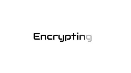 Technology encrypting text message fading in and out animation on white background