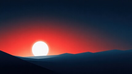 Wall Mural - A stunning digital landscape showcasing a vibrant sunset over rolling hills, evoking tranquility and beauty