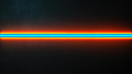 Wall Mural - Abstract glowing light strip in vibrant blue and orange colors against a dark background, perfect for futuristic and technological themes.