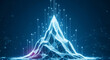 © Arip - Geometric digital mountain peak with ascending data streams, symbolizing technological innovation, future progress, and the expansive landscape of information.