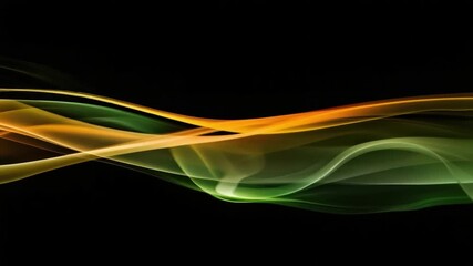 Dynamic Abstract Smoke Flowing: Orange, Green, and White on Black Background