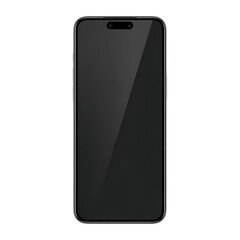 Sleek modern smartphone displaying a subtle reflection overhead transparent background