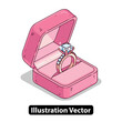 © Re:Creators - Sparkling Diamond Ring in Pink Gift Box Isometric Illustration