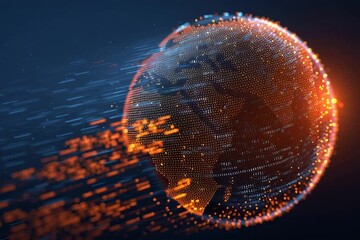 Wall Mural - digital globe with binary code and data flowing, representing global connectivity and digital transf