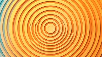 Concentric circles in gradient of blue to orange; 3D rendering, geometric