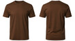 © Mutia - Brown short-sleeved t-shirt, front and back views, plain design, apparel mockup.