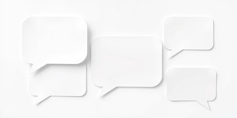 Wall Mural - Clean, blank paper speech bubbles on white background,  template,   illustration