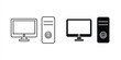 © GraphicGlow - Flat icon set of personal PC home desktop computer for applications and websites, isolated on white background. vector illustration