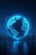 © CrazyJuke - Global Connectivity: A captivating image of a digital globe hovering above a cityscape, illustrating global connectivity and the power of interconnectedness in a futuristic aesthetic.