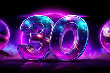 Wall Mural - Neon-lit number 