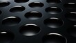 © wilson - Sleek black background with array of round holes creating dimensional metal plate illusion, minimalist captivating design for high-end product packaging and branding showcase