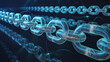 © MR. MUKRAM ALI - A blockchain concept with chain links in a row on a dark background