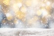 © brand - Sparkling Christmas Snow Background with Golden Bokeh
