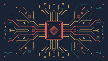 Abstract Circuit Board Design with Central Processor.