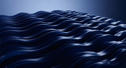 Wall Mural - dark blue wavy lines with subtle lighting creating a smooth flowing texture