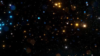 Wall Mural - Star rain. Abstract motion background shining colorful particles. Shimmering Glittering Particles With Bokeh. New year and Christmas 2026 background. Noise. Seamless 4K loop video animation