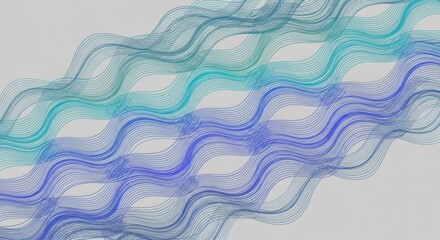 Wall Mural - flowing lines of blue and teal on a light grey background